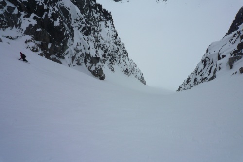 Me skiing the couloir courtesy of Lars Thomas Nordby