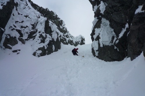 Me and first few turns in the couloir courtesy of Lars Thomas Nordby